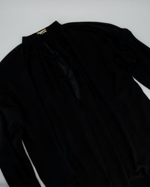 Saint Laurent Black Silk Sheer Balloned Tunic Top Size FR 36 (UK 8)