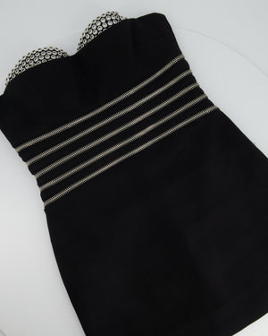 Alexander Wang Black Mini Strapless Dress with Zip and Eyelet Detail Size UK 8