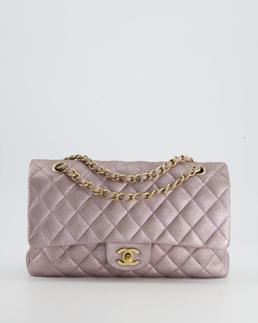 Chanel Metallic Rose Gold Medium Classic Double Flap Bag in Coated