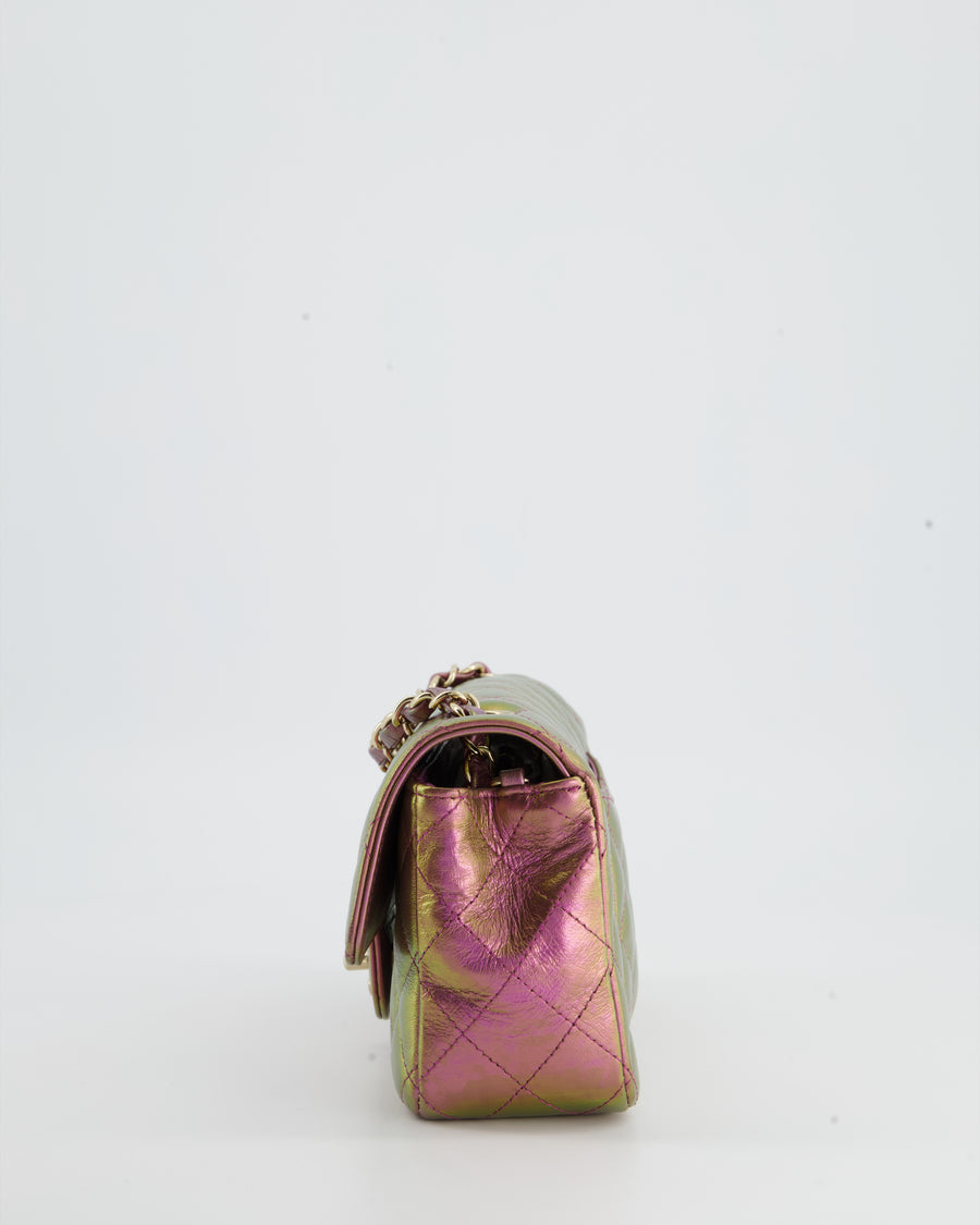 *RARE* Chanel Mini Rectangular Bag in Iridescent Rainbow Metallic Lambskin Leather and Champagne Gold Hardware