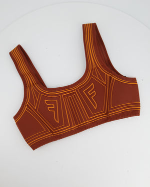 Fendi Burnt Orange Printed Gym Cycling Short and Bralette Set Size IT 42 (UK 10)