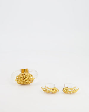 Inna Cytrine Perspex Brushed Gold Bangle and Earrings Set RRP £430