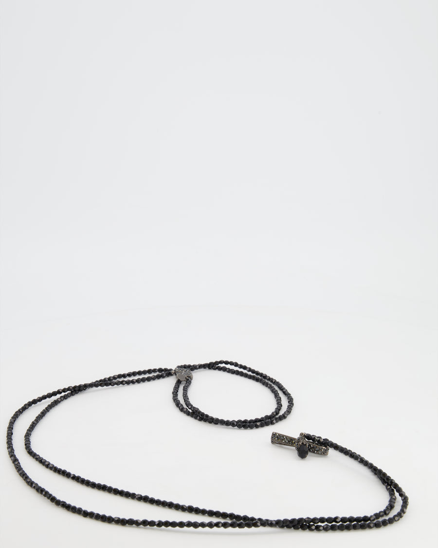 Christian Dior Black Crystal Embellished Chocker Necklace with Brooch