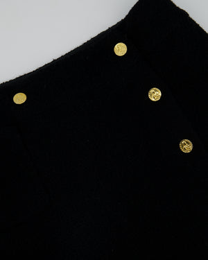 Chanel Black Wool Blazer and Midi Skirt Set with Gold Button Detail Size FR 40 (UK 12)