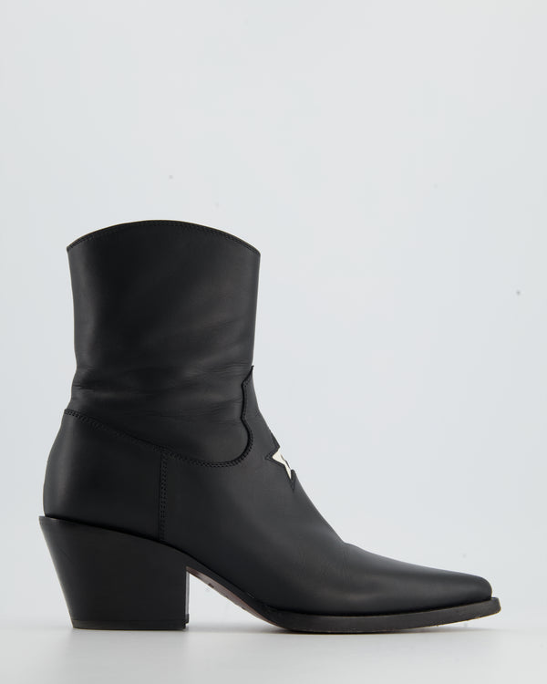 Christian Dior Black Star Cowboy Boots Size EU 37.5