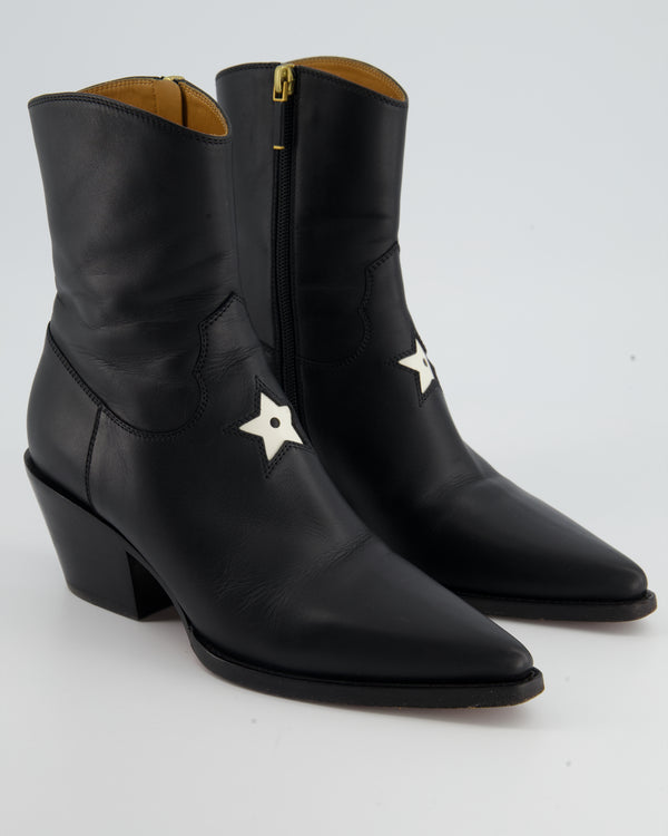 Christian Dior Black Star Cowboy Boots Size EU 37.5