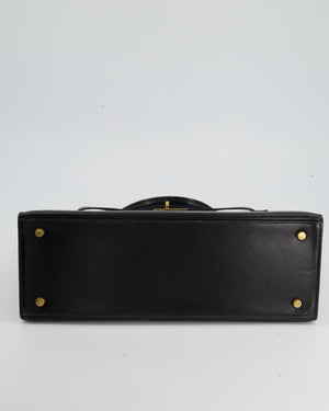 Hermès Vintage Kelly Bag 32cm Sellier in Black Box Calf Leather with Gold Hardware