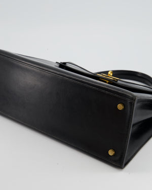 Hermes 1971 Kelly 32 Sellier Black Box Calf 67789