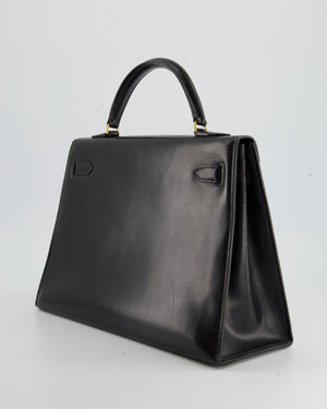 Hermès Vintage Kelly Bag 32cm Sellier in Black Box Calf Leather with Gold Hardware