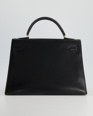 Hermès Vintage Kelly Bag 32cm Sellier in Black Box Calf Leather with Gold Hardware