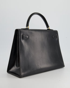Hermès Vintage Kelly Bag 32cm Sellier in Black Box Calf Leather with Gold Hardware