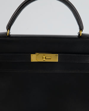 Hermès Vintage Kelly Bag 32cm Sellier in Black Box Calf Leather with Gold Hardware