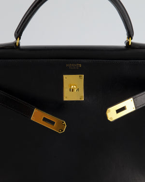 Hermès Vintage Kelly Bag 32cm Sellier in Black Box Calf Leather with Gold Hardware