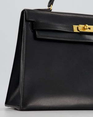 Hermès Vintage Kelly Bag 32cm Sellier in Black Box Calf Leather with Gold Hardware