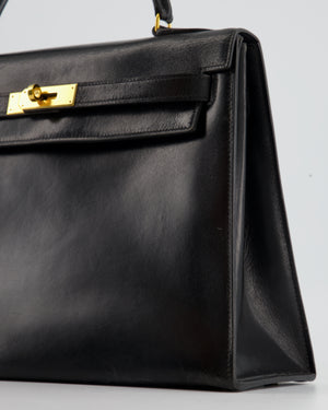 Hermès Vintage Kelly Bag 32cm Sellier in Black Box Calf Leather with Gold Hardware