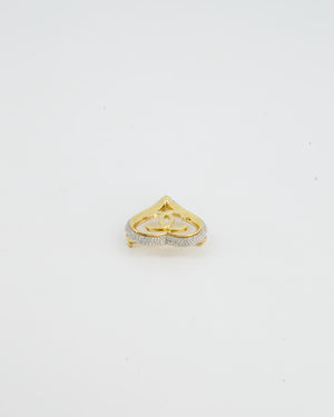 Chanel Gold Heart Brooch with Crystal Edge and CC Logo