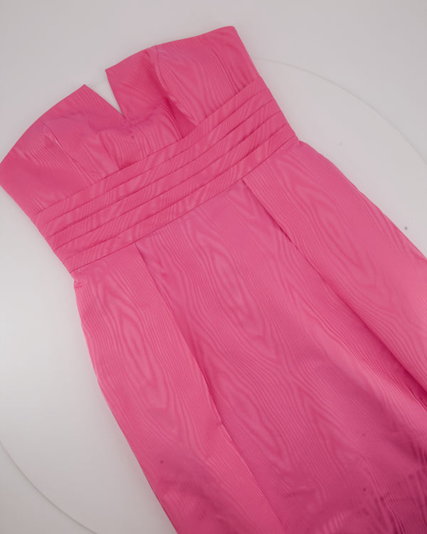 Rebecca Vallance Pink Bandeau Pleated Gown Size UK 10