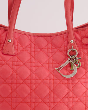 Christian Dior Coral Pink Cannage Leather Panarea Shopper Tote Bag