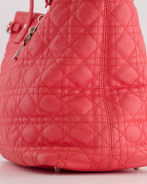 Christian Dior Coral Pink Cannage Leather Panarea Shopper Tote Bag