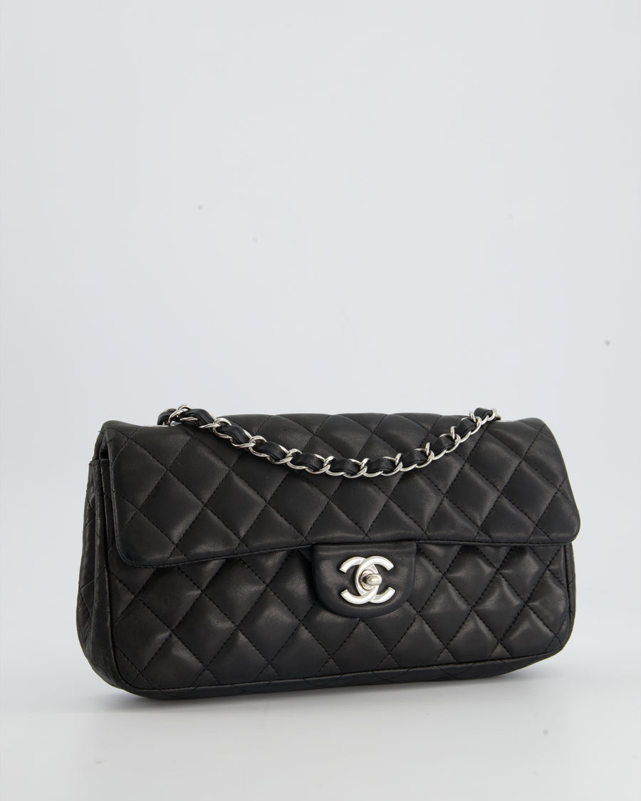 Chanel Quilted Lambskin Leather Tote Beige And Black with Silver Hardware