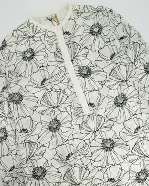 Loro Piana White and Black Floral Silk Shirt