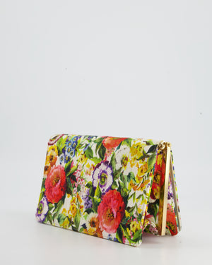 Dolce & Gabbana Multi-Coloured Floral Shoulder Bag with Gold Chain Detail