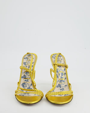 Gucci Metallic Gold Rope Sandals with Floral Detailing EU 37.5