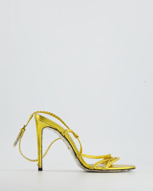 Gucci Metallic Gold Rope Sandals with Floral Detailing EU 37.5