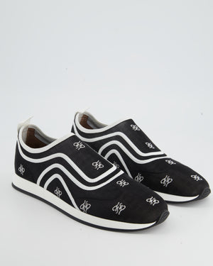 Fendi Black and White Monogram Print Freedom Sock Sneaker Size EU 39.5