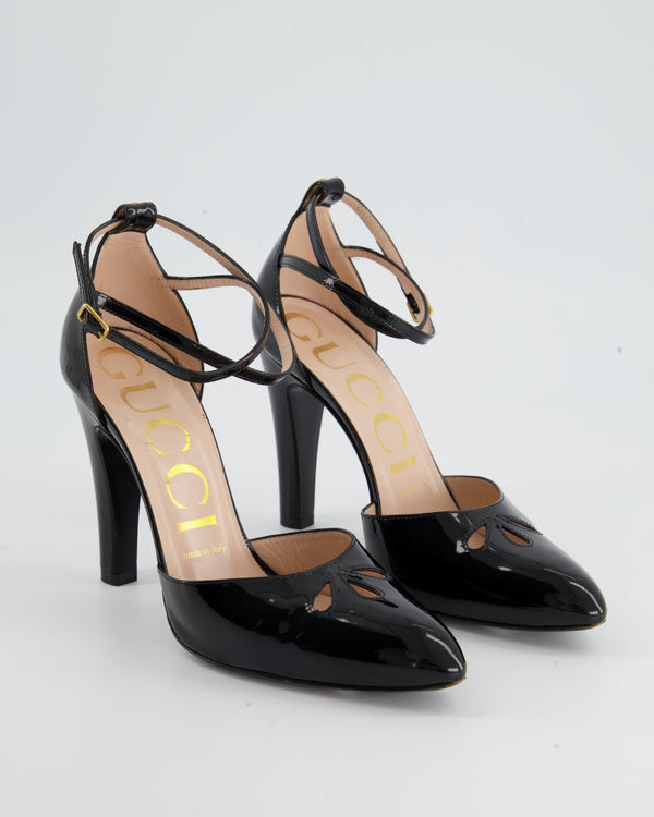 Gucci Patent Round-Toe Heel with Cut-Out Detail Shoe EU 37.5