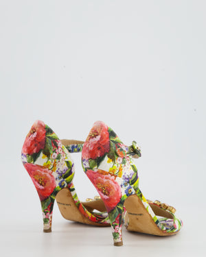 Dolce & Gabbana Floral Embellished Toe Heeled Sandal Size EU 37
