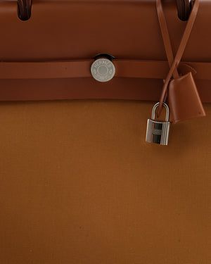 Hermès Herbag 39 in Gold and Fuchsia Canvas and Palladium Hardware