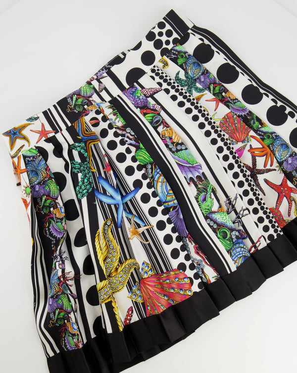 Versace Multicolour Medusa Silk Pleated Mini Skirt Size IT 40 (UK 8)RRP £1000
