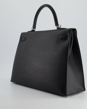 Hermès Black Kelly Sellier 35cm in Epsom Leather with Palladium Hardware
