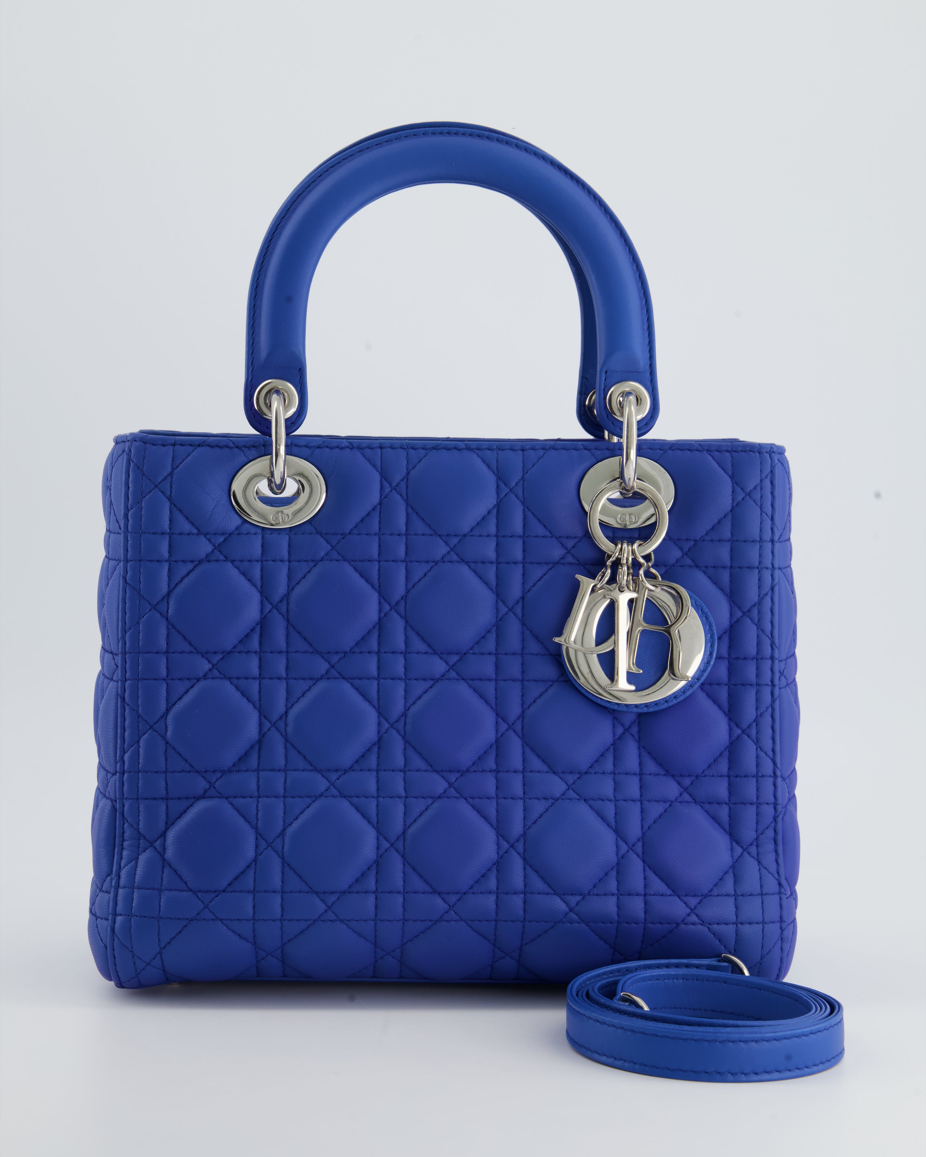 Christian Dior Electric Blue Medium Lady Dior Bag with Silver Hardware ...