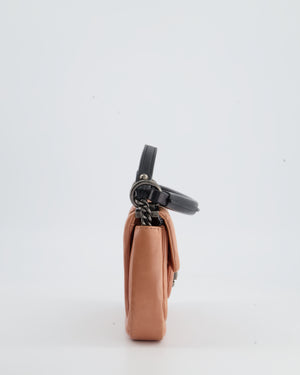 Chanel Coco Twin Leather Crossbody Bag in Peach with Gunmetal Hardware