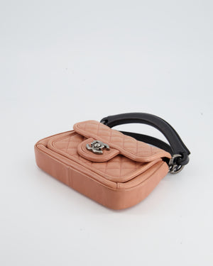 Chanel Coco Twin Leather Crossbody Bag in Peach with Gunmetal Hardware