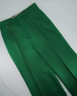 Gucci Green Satin Wide Leg Cropped Trousers IT 40 (UK 8)