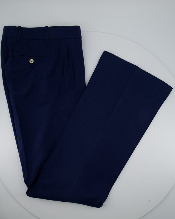 Gucci Navy Blue Linen Tailored Suit Trousers IT 40 (UK 8)