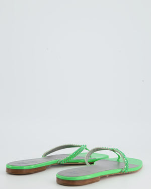 Gina Green Patent Leather Flip Flops with Crystal Strap Size EU 40