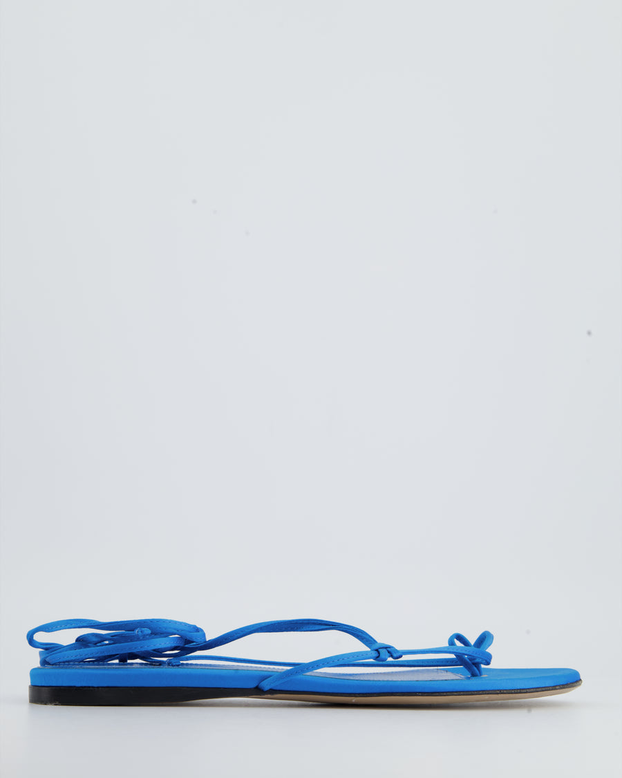 The Attico Blue Satin Strap Flat Sandals Size EU 40