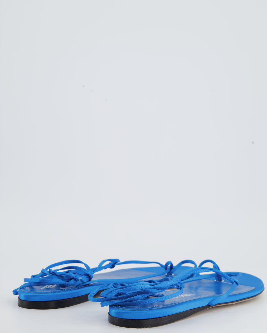The Attico Blue Satin Strap Flat Sandals Size EU 40