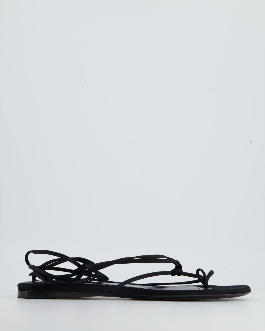 The Attico Black Satin Strap Flat Sandals Size EU 40