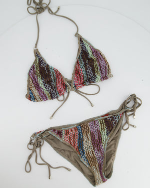 Missoni Mare Grey and Multi-Colour Crochet Bikini Set IT 46 (UK 14)