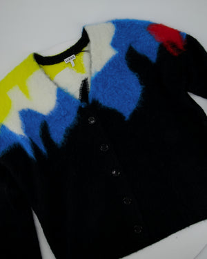 Loewe Black, Yellow and Blue Mohair Cardigan Size XS (UK 6)