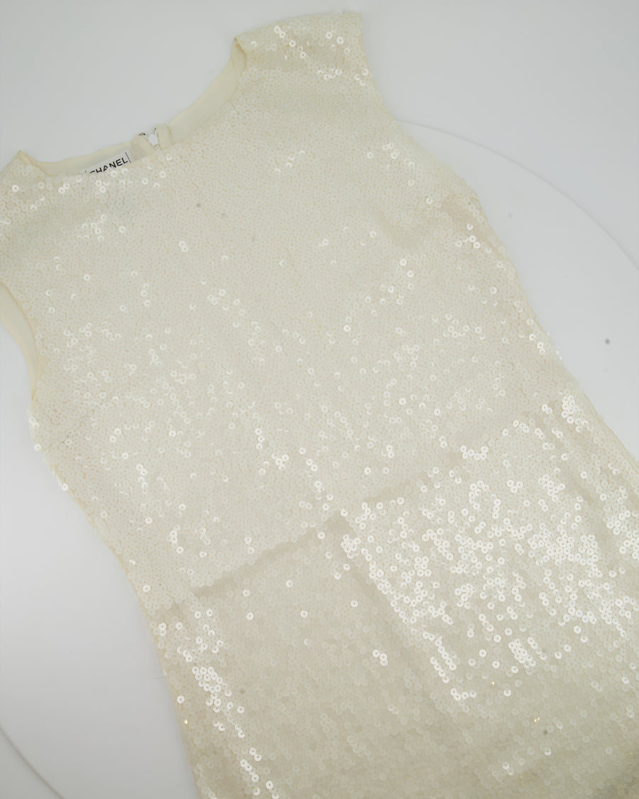Chanel White Sequin Sleeveless Dress Size FR 42 (UK 14)