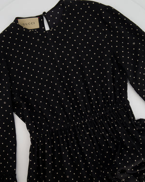 Gucci Black Silk Polka Dot Dress with GG Logo Size IT 38 (UK 6) RRP £2,000