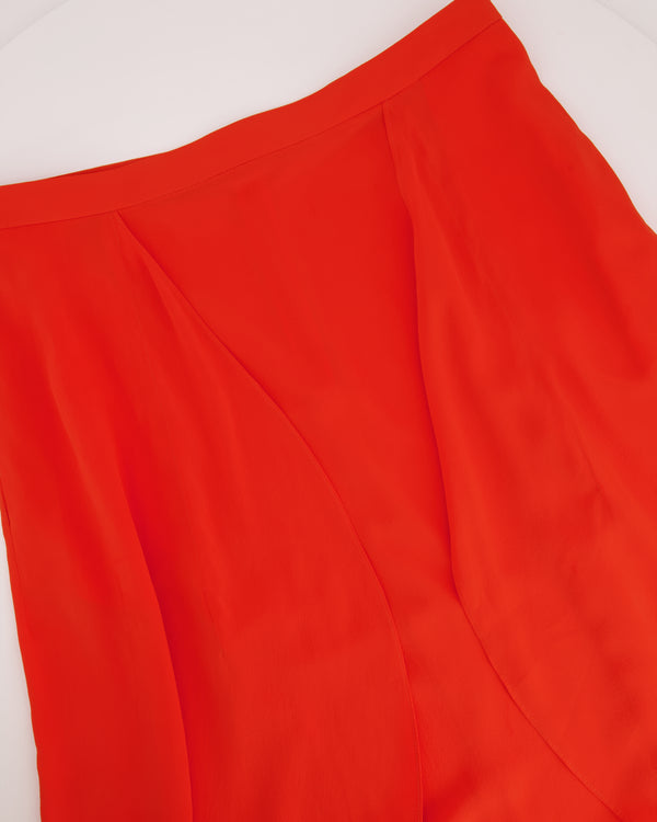 Stella Mccartney Orange Silk Midi Skirt Size IT 42 (UK 8)