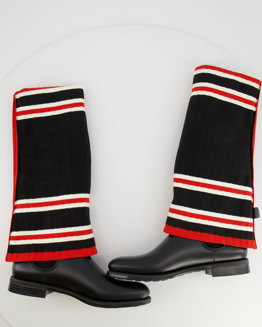 Givenchy Black, Red and White Striped Sock Boots Size EU 39