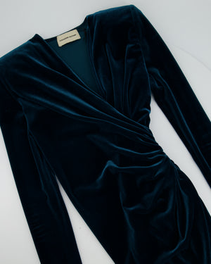 Alexandre Vauthier Green Velvet Ruched Long Sleeve Dress IT 34 (UK 6)